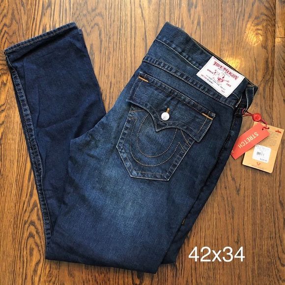 TRUE RELIGION Mens Skinny Stretch Denim Jeans 42x34 NWT - Picture 1 of 11